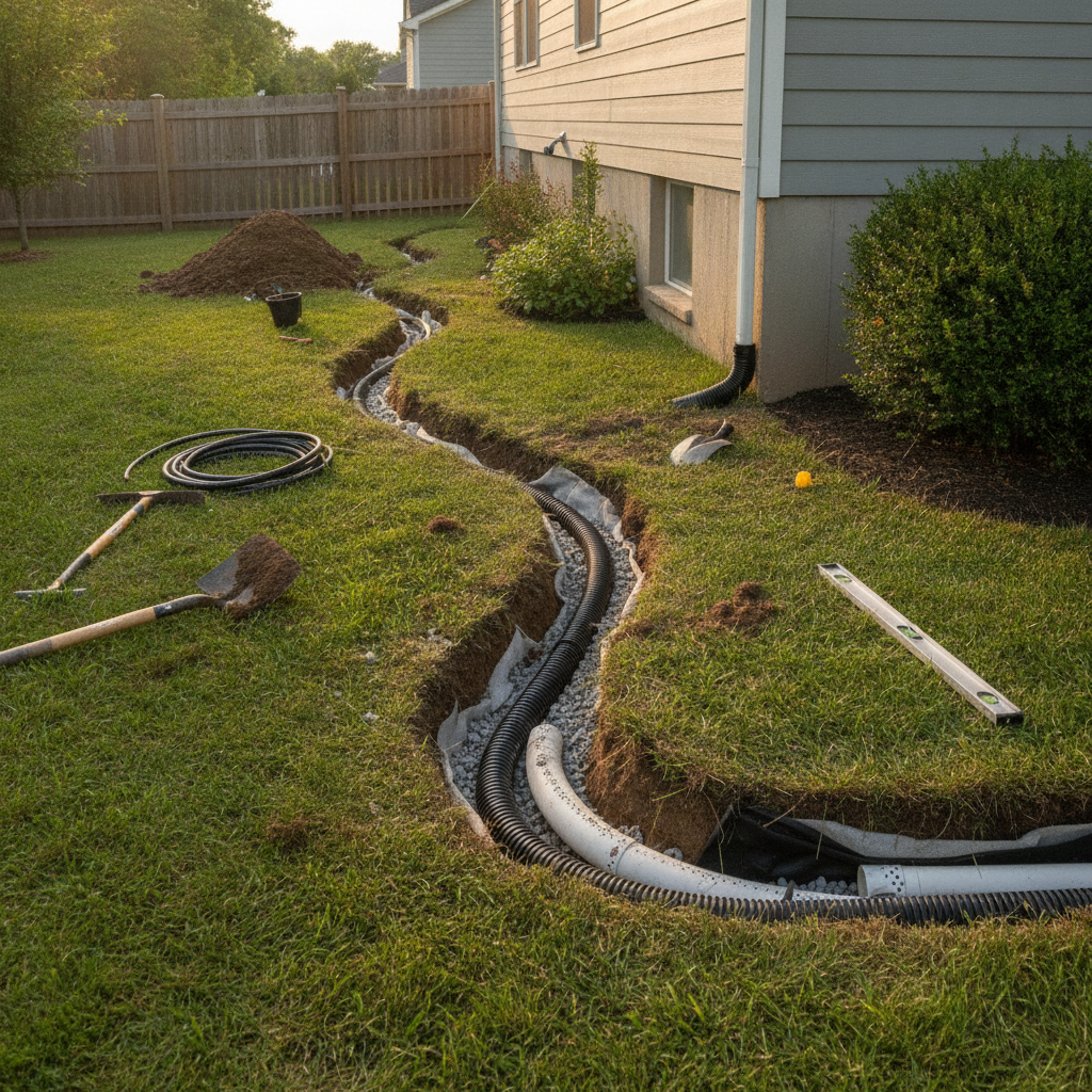 Drainage System Repair - no faces, no text